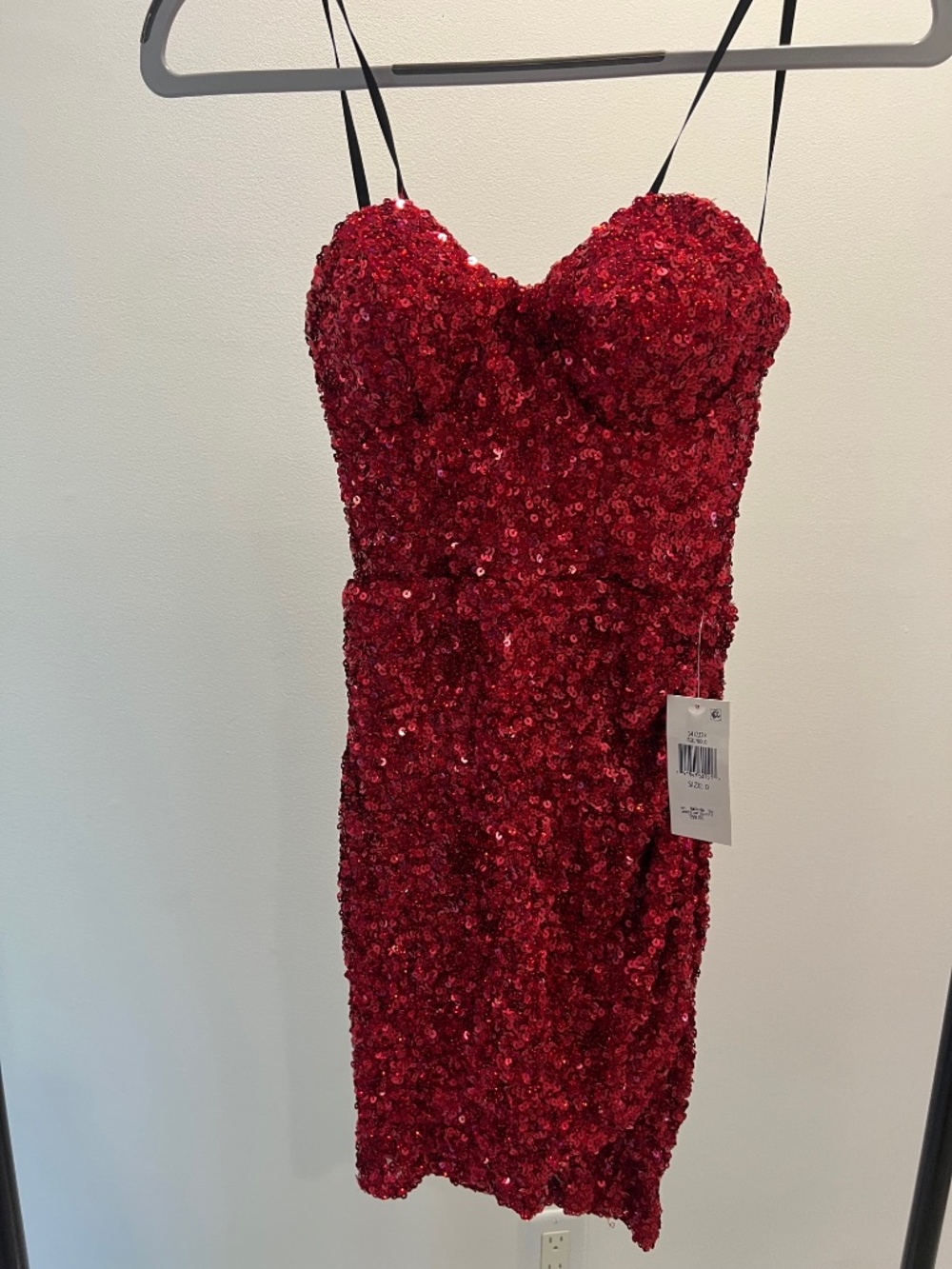 New With Tags - B Darlin Size 0 Juniors XXS Red Sequins strapless short dress